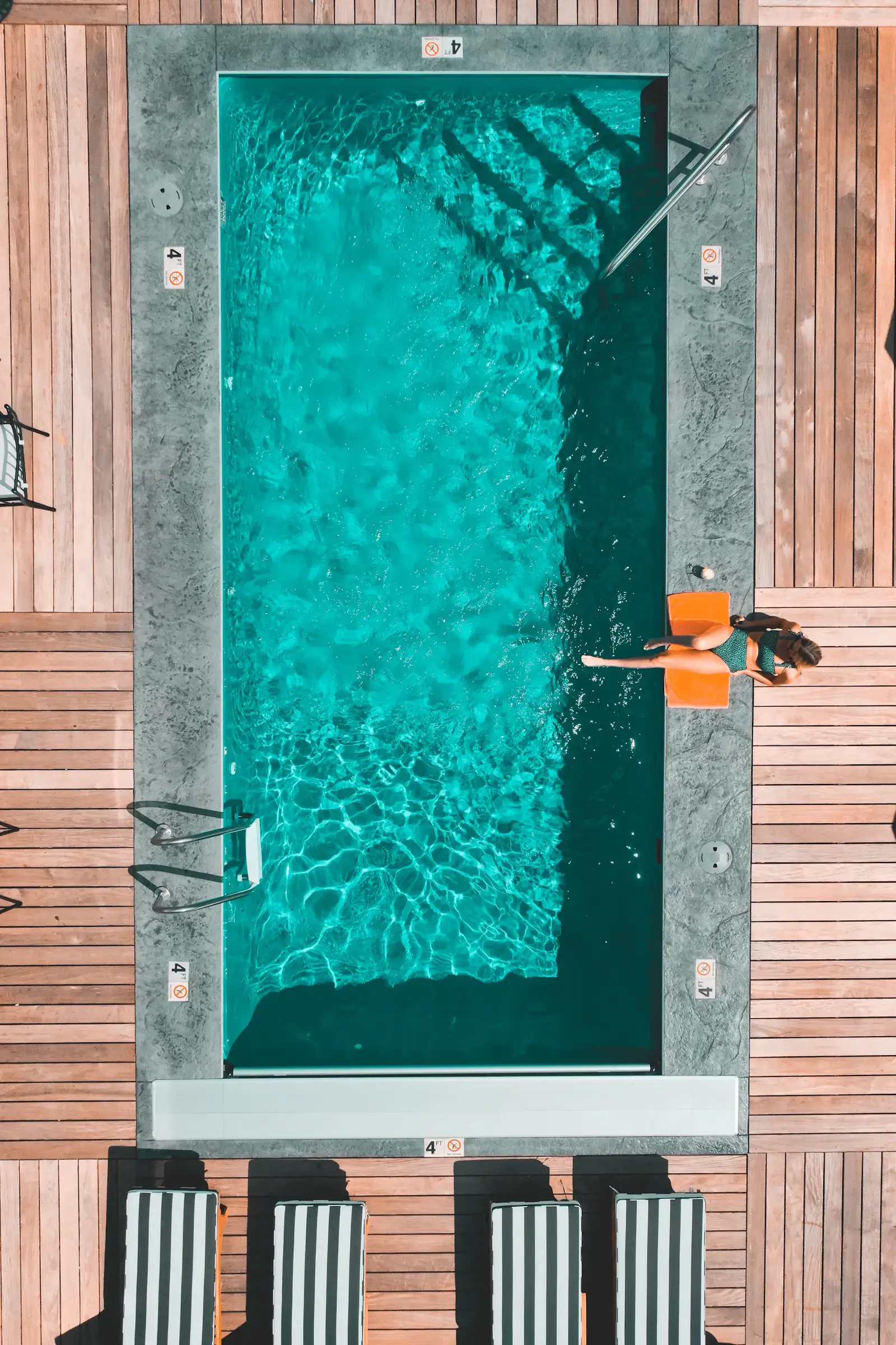 Aerial view of a lap swimming pool